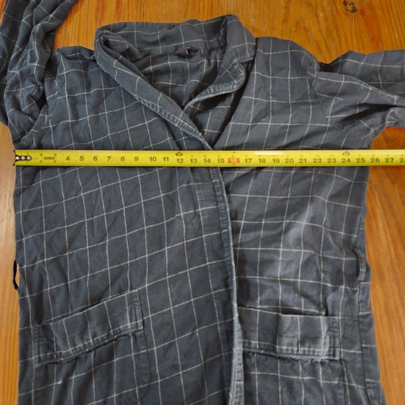 Lands End 100% Cotton‎ Flannel Blue Window Pane Men's Bathrobe 42-44 Lrg Leisure - Picture 5 of 9